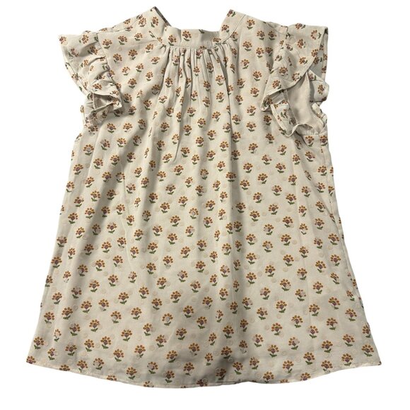 DR2 Beige Floral Ruffle Sleeve Blouse Small 100% Polyester Made In China - Picture 1 of 6